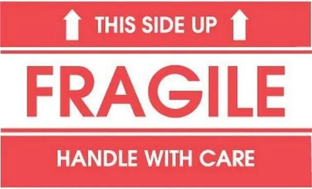 Main image of 3" x 5" Fragile This Side Up Handle With Care Labels (500 per Roll)