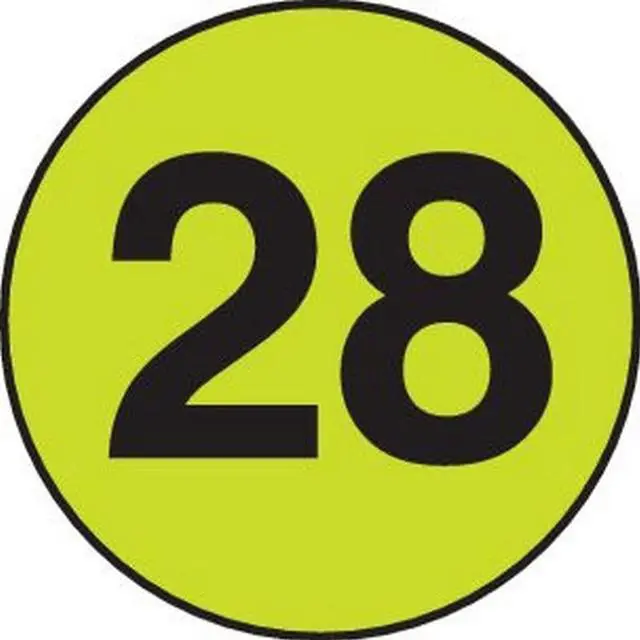 Main image of 2" Diameter number 28 circle labels (500 per Roll)