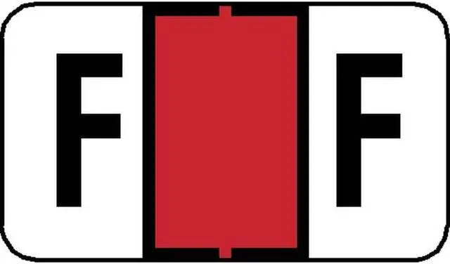 Main image of Jeter 7200 Compatible "F" Labels, Laminated Stock, 15/16" X 1-5/8", Individual Letters - Pack of 225
