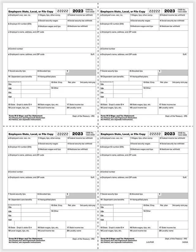 Main image of TFP W-2 P-Style 4-Up Employers Copies 1/D, 1/D, 1/D, 1/D - Pack of 500