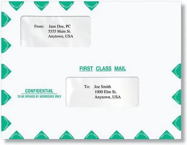 Main image of 10" x 13" Double Window First Class Booklet Envelope, Peel & Seal, Pack of 50