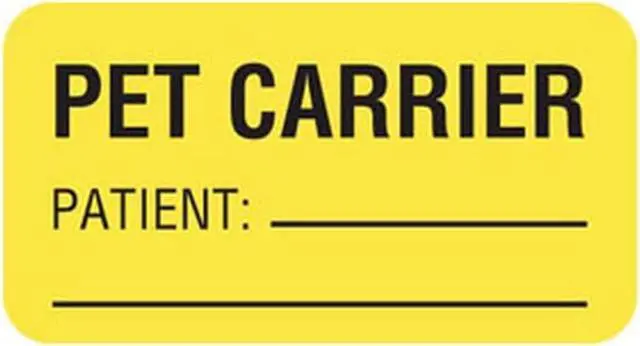 Main image of Pet Carrier Patient 1-5/8" x 7/8" Fl-Yellow Label (Roll of 560)