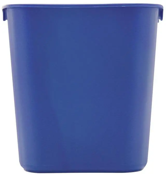 Alt view image 4 of 13 - Small Deskside Recycling Container, Rectangular, Plastic, 13.625Qt, Bl