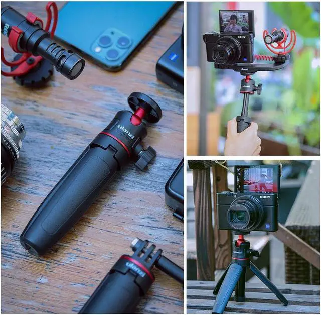 Alt view image 3 of 6 - Black Mini Tripod for Camera, 1/4" Screw Universal for Sony/Canon/Nikon/Fujifilm Vlog Camera, Extendable Handheld Portable Vlogging Tripod Mount, Video Shooting Filming Table Stand