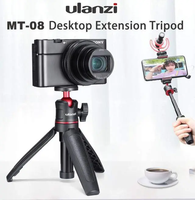 Alt view image 4 of 6 - Black Mini Tripod for Camera, 1/4" Screw Universal for Sony/Canon/Nikon/Fujifilm Vlog Camera, Extendable Handheld Portable Vlogging Tripod Mount, Video Shooting Filming Table Stand