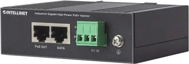 Main image of Intellinet Industrial Gigabit High-Power PoE+ Injector, 1 x 30 W Port, IEEE 802.3at/af Power over Ethernet (PoE+/PoE), Metal Housing