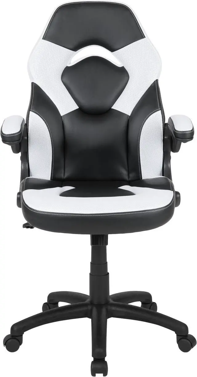 Alt view image 11 of 18 - X10 Gaming Chair Racing Office Ergonomic Computer PC Adjustable Swivel Chair with Flip-up Arms, White/Black LeatherSoft