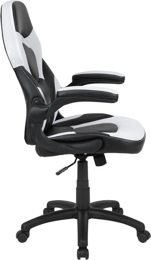 Alt view image 9 of 18 - X10 Gaming Chair Racing Office Ergonomic Computer PC Adjustable Swivel Chair with Flip-up Arms, White/Black LeatherSoft