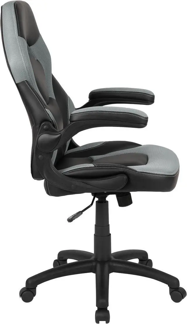 Alt view image 3 of 20 - X10 Gaming Chair Racing Office Ergonomic Computer PC Adjustable Swivel Chair with Flip-up Arms, Gray/Black LeatherSoft