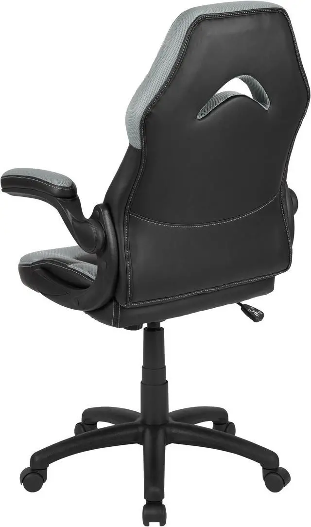 Alt view image 4 of 20 - X10 Gaming Chair Racing Office Ergonomic Computer PC Adjustable Swivel Chair with Flip-up Arms, Gray/Black LeatherSoft