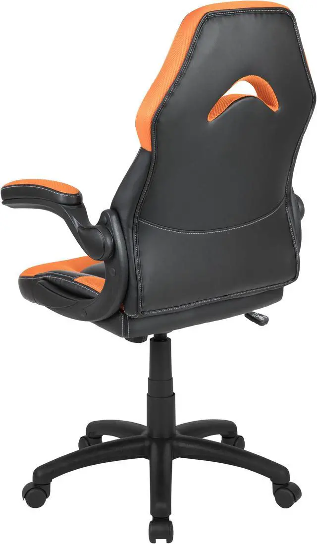 Alt view image 4 of 20 - X10 Gaming Chair Racing Office Ergonomic Computer PC Adjustable Swivel Chair with Flip-up Arms, Orange/Black LeatherSoft