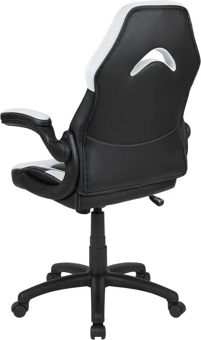Alt view image 10 of 18 - X10 Gaming Chair Racing Office Ergonomic Computer PC Adjustable Swivel Chair with Flip-up Arms, White/Black LeatherSoft