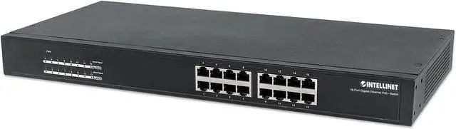 Alt view image 3 of 9 - Intellinet 16-Port Gigabit Ethernet PoE+ Switch, 16 x PoE ports, IEEE 802.3at/af Power-over-Ethernet (PoE+/PoE), Endspan, Rackmount