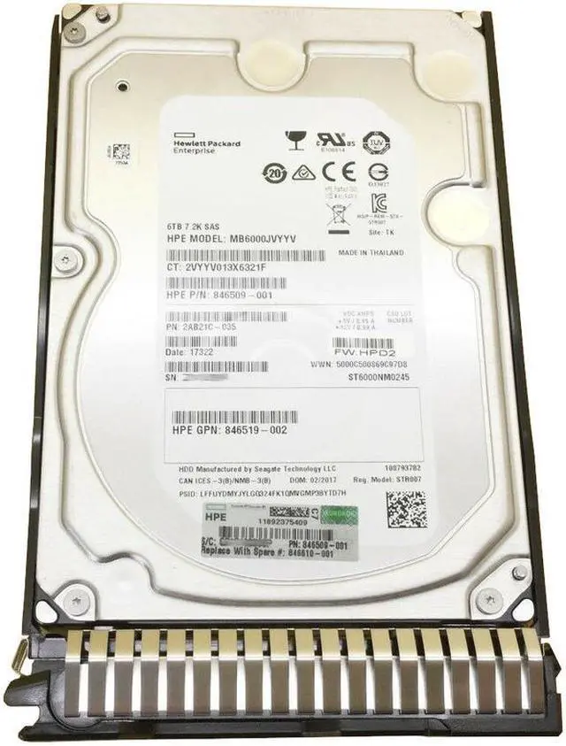 Main image of HEWLETT PACKARD ENTERPRISE 861750-B21 HPE 6TB SATA 7.2K LFF SC 512E DS HDD
