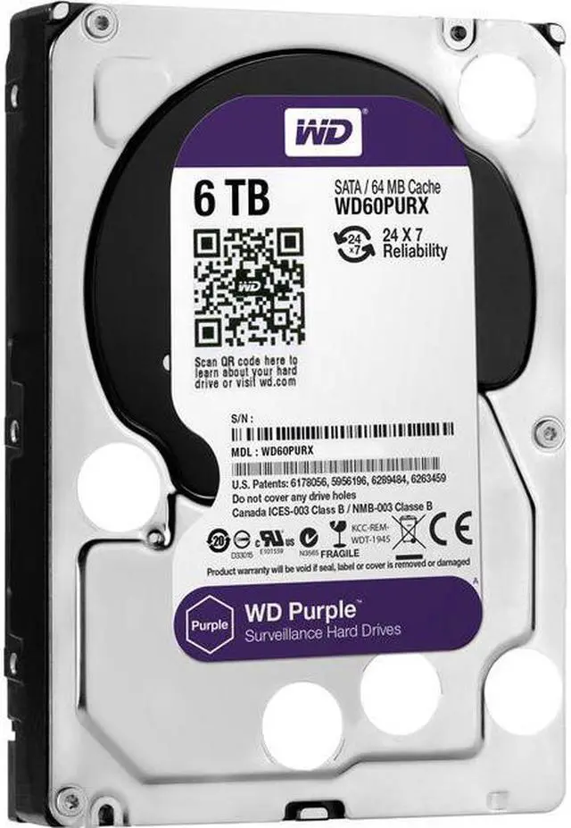 Main image of WD WD60PURX Purple WD60PURX 6TB Surveillance 3.5" Internal Hard Drive
