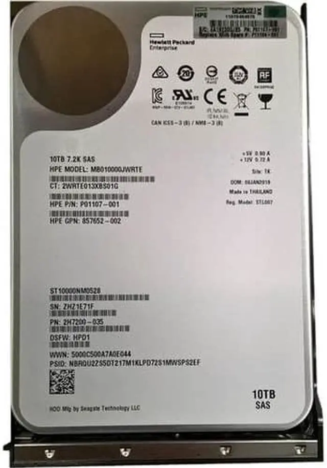 Alt view image 2 of 2 - HPE P11186-001 Digitally Signed 512e 10TB 7.2k SAS 12g Lff Helium Hdd