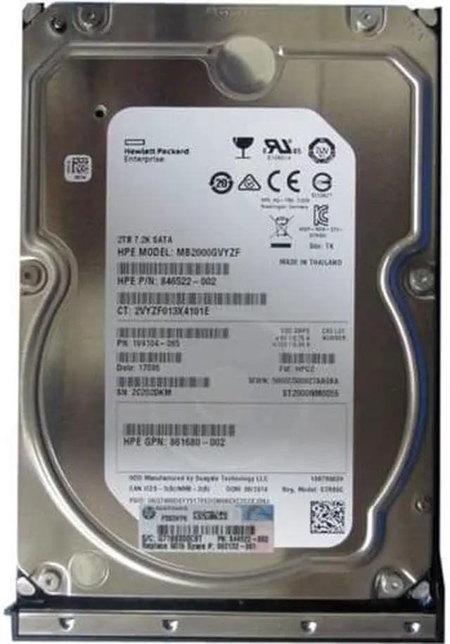 Alt view image 2 of 2 - Hpe 862132-001 2TB 7.2k 3.5 Inch SATA-6Gbps Low Profile MDL Hdd-F/S