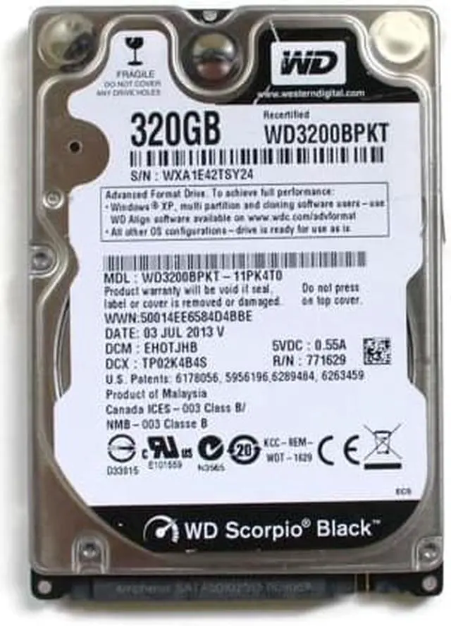 Alt view image 2 of 2 - WD BLACK 320GB 2.5\'\' HDD WD3200BPKT, 18JUL2013 R, DCM: EHOTJHB