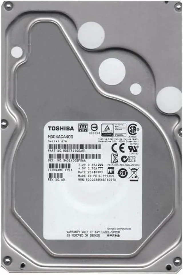 Alt view image 2 of 13 - TOSHIBA MD04ACA400 4TB 7200 RPM 128MB Cache SATA 6.0Gb/s 3.5" Internal Hard Drive