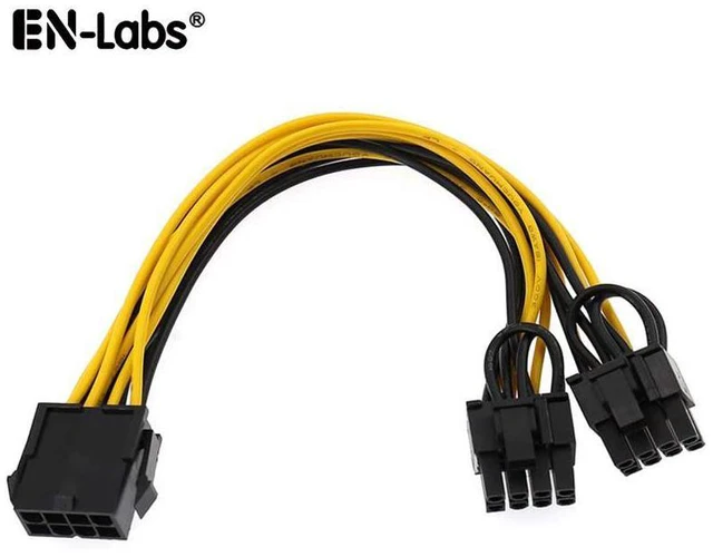 Main image of EnLabs CPU8SPLPCIE820CM 8 inch EPS CPU 8Pin to 2 x Video Card PCIe 8pin(6+2) PCI-E Power Splitter Cable for GPU Power Supply,Dual PCIe 8pin Ethereum Mining Video Card to PSU Power Cable