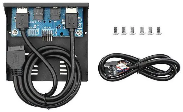 Alt view image 6 of 6 - 3.5" Front Panel USB 3.0 Hub, Motherboard 20 Pin to 2 Ports USB 3.0 Splitter, HD Audio Mic Connector Adapter with Internal Floppy Bay Bracket - 2 Feet Cables