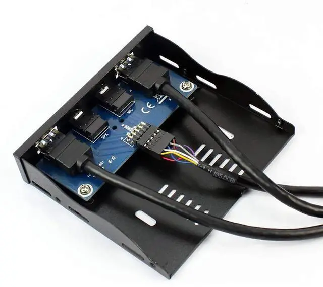 Alt view image 4 of 6 - 3.5" Front Panel USB 3.0 Hub, Motherboard 20 Pin to 2 Ports USB 3.0 Splitter, HD Audio Mic Connector Adapter with Internal Floppy Bay Bracket - 2 Feet Cables