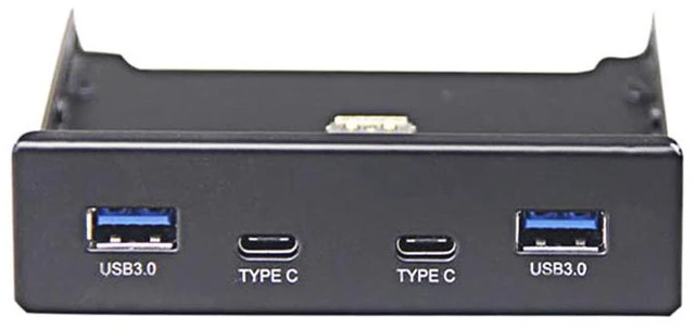 Alt view image 2 of 5 - Dual 5Gb/s USB 3.1 Type-C & USB 3.0 Computer 3.5 inch Floppy Bay Front Panel 4 Ports USB Hub, USB3 19Pin to 2x USB 3.0 USB-C + 2x Type A Splitter Adapter