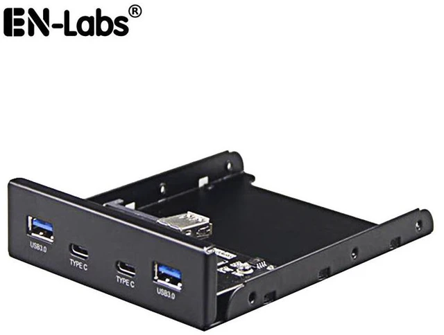 Main image of Dual 5Gb/s USB 3.1 Type-C & USB 3.0 Computer 3.5 inch Floppy Bay Front Panel 4 Ports USB Hub, USB3 19Pin to 2x USB 3.0 USB-C + 2x Type A Splitter Adapter