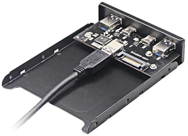 Alt view image 4 of 5 - Dual 5Gb/s USB 3.1 Type-C & USB 3.0 Computer 3.5 inch Floppy Bay Front Panel 4 Ports USB Hub, USB3 19Pin to 2x USB 3.0 USB-C + 2x Type A Splitter Adapter