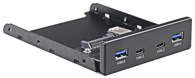 Alt view image 3 of 5 - Dual 5Gb/s USB 3.1 Type-C & USB 3.0 Computer 3.5 inch Floppy Bay Front Panel 4 Ports USB Hub, USB3 19Pin to 2x USB 3.0 USB-C + 2x Type A Splitter Adapter