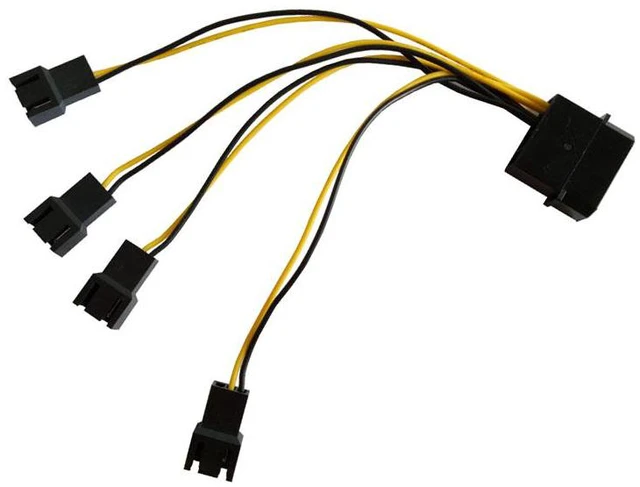 Alt view image 4 of 7 - 12cm Molex 4pin LP4 to Case cooling Fan 3-pin 3 Multi-Fan Out Power Adapter Converter Cable w/ 4x12V output