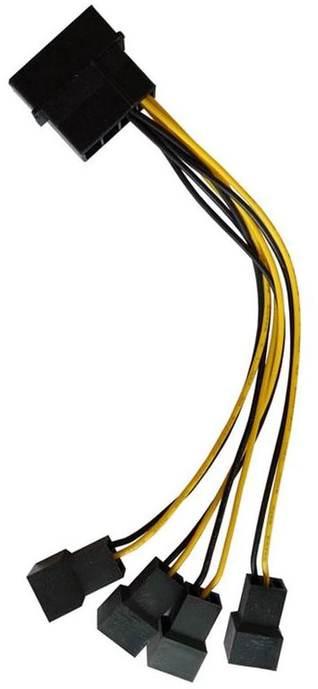 Alt view image 6 of 7 - 12cm Molex 4pin LP4 to Case cooling Fan 3-pin 3 Multi-Fan Out Power Adapter Converter Cable w/ 4x12V output