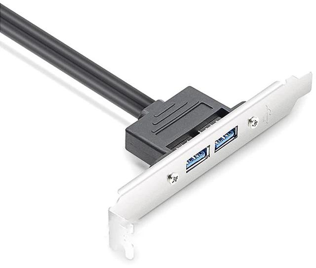 Alt view image 4 of 6 - Enlabs USB 3.0 Motherboard 20-Pin Header to 2x USB 3.0 A Female Adapter Cable w/ Full Profile PCI Slot Bracket ,2 Ports USB 3.0 Back Panel Expansion Bracket to 20Pin - Black,1.64ft