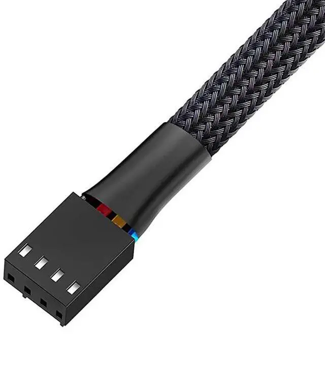 Alt view image 4 of 6 - Black Net Jacket Sleeved 10 inch PWM 4pin 1 to 3 4-pins Fan Splitter Hub Power Fan-out Adapter Cable,Motherboard PMW 4-pin header 1x3 Fan-Out Power Cable - 10"