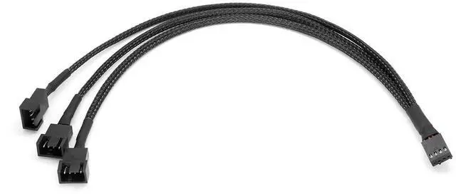 Alt view image 3 of 6 - Black Net Jacket Sleeved 10 inch PWM 4pin 1 to 3 4-pins Fan Splitter Hub Power Fan-out Adapter Cable,Motherboard PMW 4-pin header 1x3 Fan-Out Power Cable - 10"
