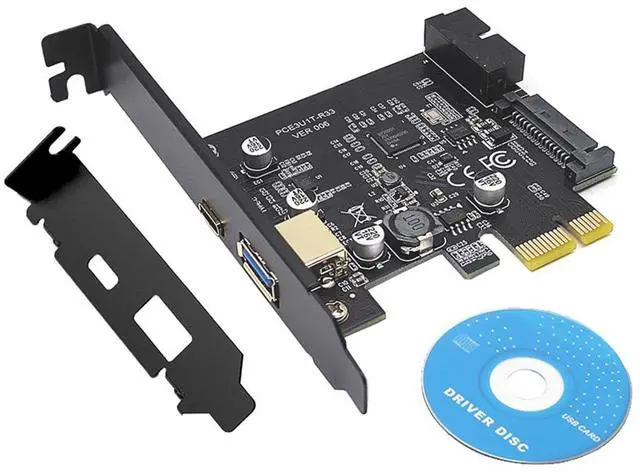 Alt view image 6 of 6 - EnLabs PCIEU3ACS20 PCI-e to 4 Ports USB 3.2 GEN 1 (5Gbps)(USB Type-C +USB Type A w/ Internal 19Pin USB 3.0 Dual Port) PCI Express Card, Power by 15pin SATA w/ Full-Profile & Low-Profile Bracket