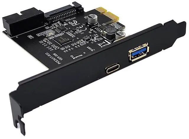 Alt view image 2 of 6 - EnLabs PCIEU3ACS20 PCI-e to 4 Ports USB 3.2 GEN 1 (5Gbps)(USB Type-C +USB Type A w/ Internal 19Pin USB 3.0 Dual Port) PCI Express Card, Power by 15pin SATA w/ Full-Profile & Low-Profile Bracket