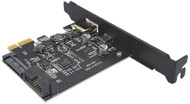 Alt view image 5 of 6 - EnLabs PCIEU3ACS20 PCI-e to 4 Ports USB 3.2 GEN 1 (5Gbps)(USB Type-C +USB Type A w/ Internal 19Pin USB 3.0 Dual Port) PCI Express Card, Power by 15pin SATA w/ Full-Profile & Low-Profile Bracket