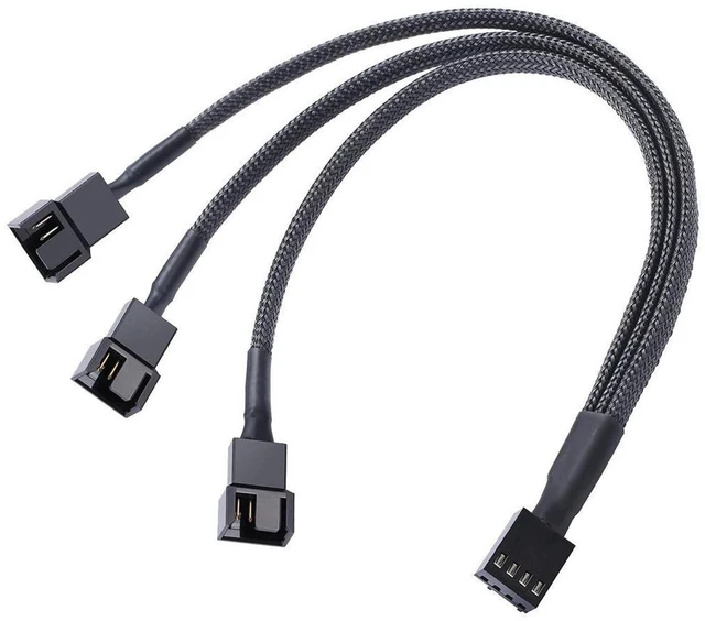 Alt view image 2 of 7 - PWM Fan Splitter Cable,10 inch PWM 4pin 1 to 3 4-pins Fan Splitter Hub Power Fan-out Adapter Cable, Motherboard PMW 4-pin header 1x3 Fan-Out Power Cable - 10",2-Pack