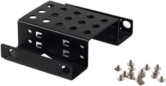 Main image of Aluminum 2 Bay 2.5 " SATA HDD SSD to 5.25" CD-ROM Internal Hard Drive Adapter Mounting Bracket Converter Kit - Black