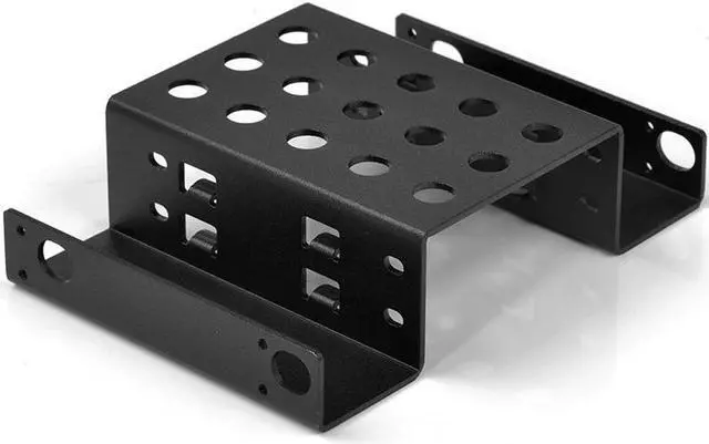 Alt view image 5 of 6 - Aluminum 2 Bay 2.5 " SATA HDD SSD to 5.25" CD-ROM Internal Hard Drive Adapter Mounting Bracket Converter Kit - Black