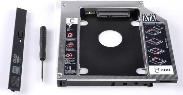 Alt view image 7 of 7 - 2.5 inches SATA 2nd HDD/SSD HARD DRIVE SATA to SATA caddy Tray for 9.5mm Laptop Universal CD/DVD-ROM Optical Bay Slot