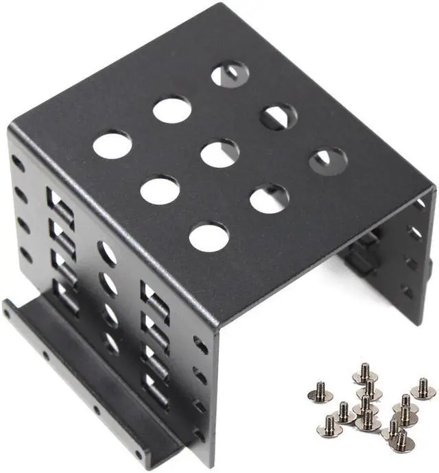 Main image of Aluminum 4 Bay 2.5 " SATA HDD SSD to 3.5" Bracket Adapter, 2.5 inch to Floppy Hard Drive Disk Mounting Converter Kit - Black