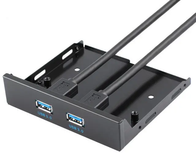 Main image of 3.5" Internal Floppy Bay Front Panel Motherboard Mainboard USB 3.0 20Pin Header to 2 Port USB 3.0 Female Hub Adapter Bracket w/ 60cm Cable