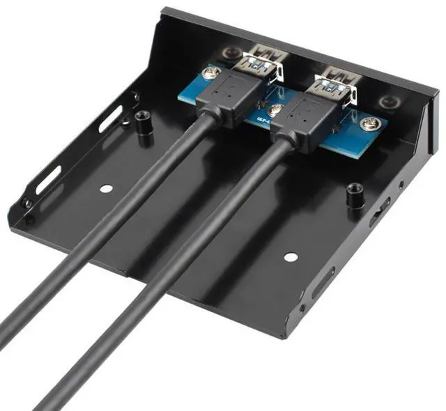 Alt view image 3 of 5 - 3.5" Internal Floppy Bay Front Panel Motherboard Mainboard USB 3.0 20Pin Header to 2 Port USB 3.0 Female Hub Adapter Bracket w/ 60cm Cable