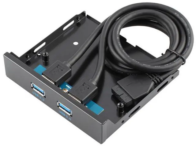 Alt view image 2 of 5 - 3.5" Internal Floppy Bay Front Panel Motherboard Mainboard USB 3.0 20Pin Header to 2 Port USB 3.0 Female Hub Adapter Bracket w/ 60cm Cable