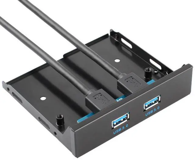 Alt view image 5 of 5 - 3.5" Internal Floppy Bay Front Panel Motherboard Mainboard USB 3.0 20Pin Header to 2 Port USB 3.0 Female Hub Adapter Bracket w/ 60cm Cable