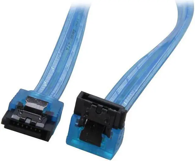 Alt view image 2 of 2 - 24 inch SATA3 SATA III 6Gb/s Serial ATA DATA cable w/ latch Locking (90 Degree to 180 Degree) for Hard Drive Disk HDD / SSD - UV Blue