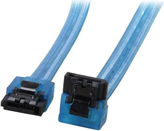 Alt view image 2 of 2 - 18 inch SATA3 SATA III 6Gb/s Serial ATA DATA cable w/ latch Locking (90 Degree to 180 Degree) for Hard Drive Disk HDD / SSD - UV Blue