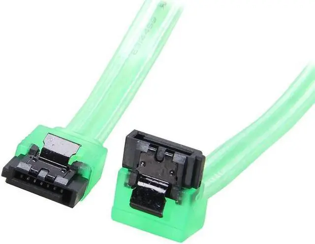 Alt view image 2 of 2 - 10 inch SATA3 SATA III 6Gb/s Serial ATA DATA cable w/ latch Locking (90 Degree to 180 Degree) for Hard Drive Disk HDD / SSD - UV Green
